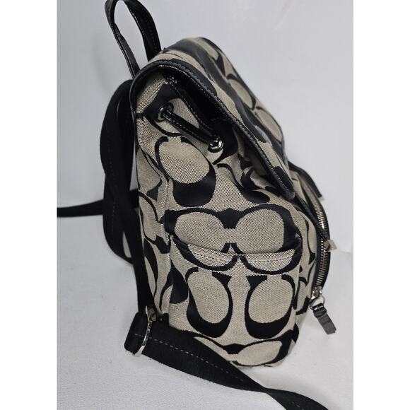 Coach Signature Brown & Tan Canvas Backpack F21928 with Coach Wristlet Beautiful - Picture 8 of 16